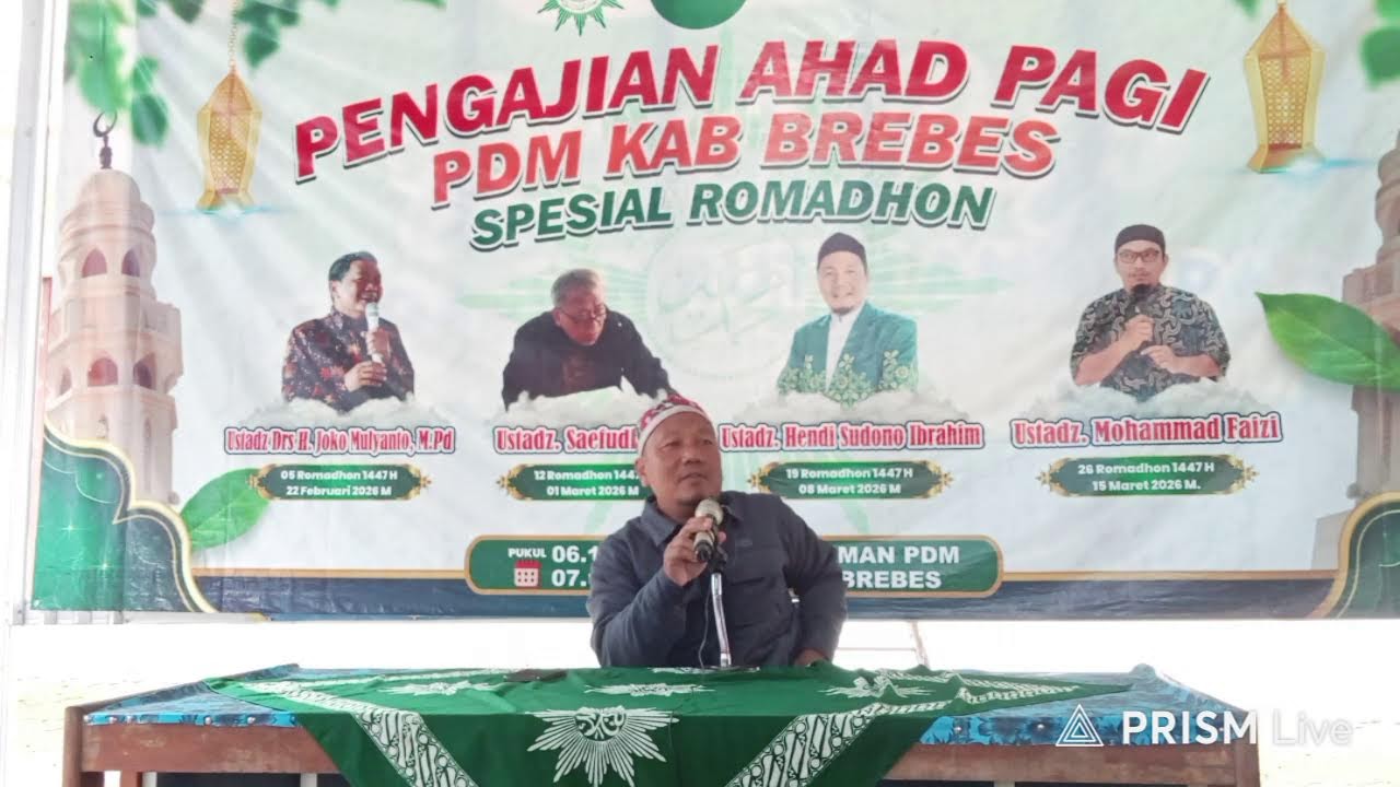 live streaming pengajian ahad pagi PDM brebes bersama ustadz HENDI SUDONO edisi 8 maret 2026