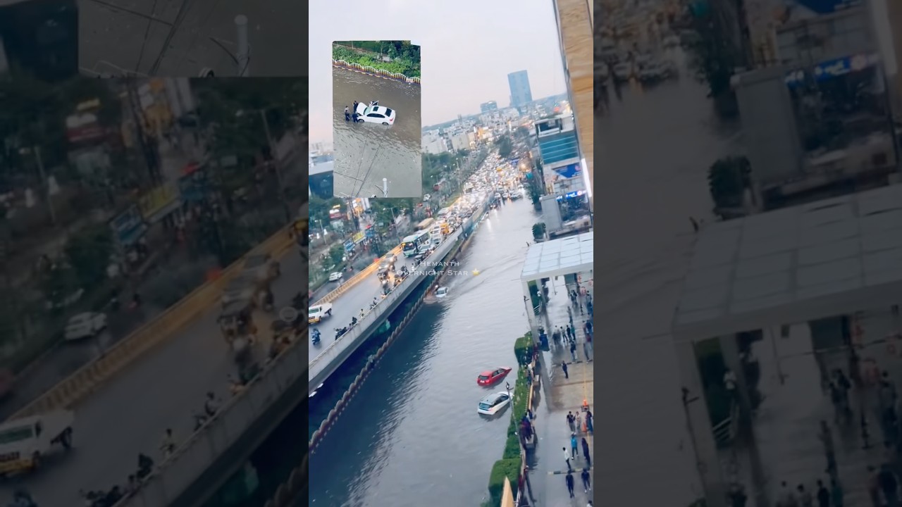 HYDERABAD RAIN ☔️ EFFECT SITUATION DURING TRAFFIC JAM