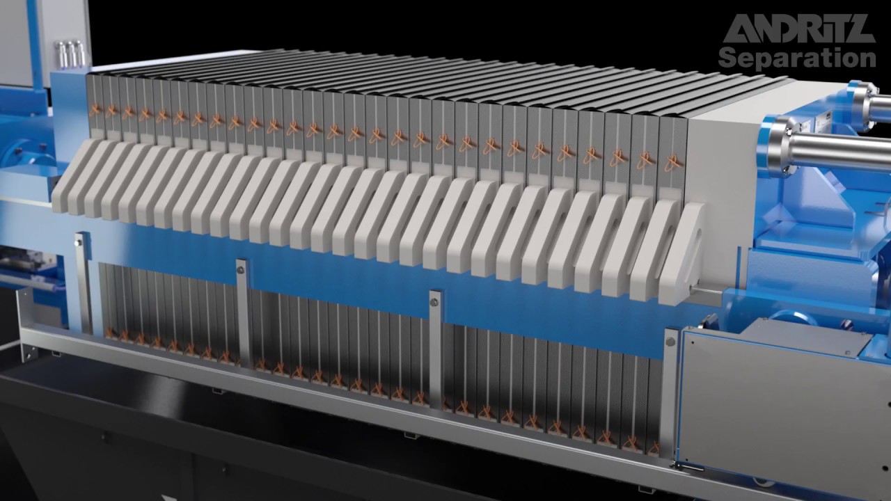 ANDRITZ SEPARATION filter press sidebar SP – air over oil (operating video)