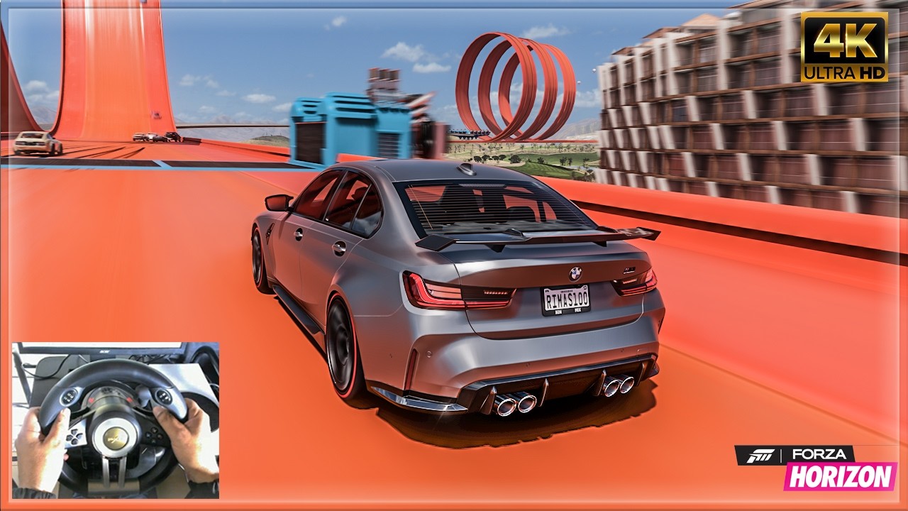 BMW M3 Competition Sedan - Hot Wheels Race - Forza Horizon 5 | Steering Wheel Gameplay