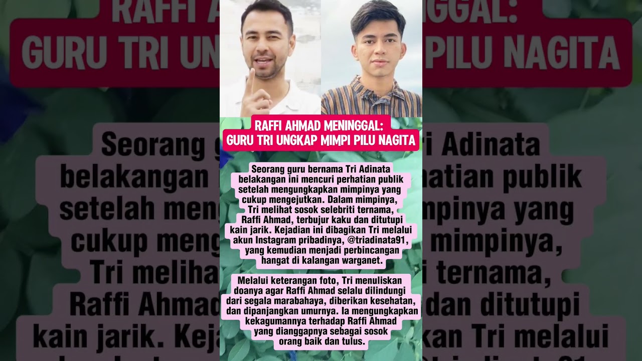 Guru Tri Ungkap Mimpi Pilu Raffi Ahmad Meninggal 