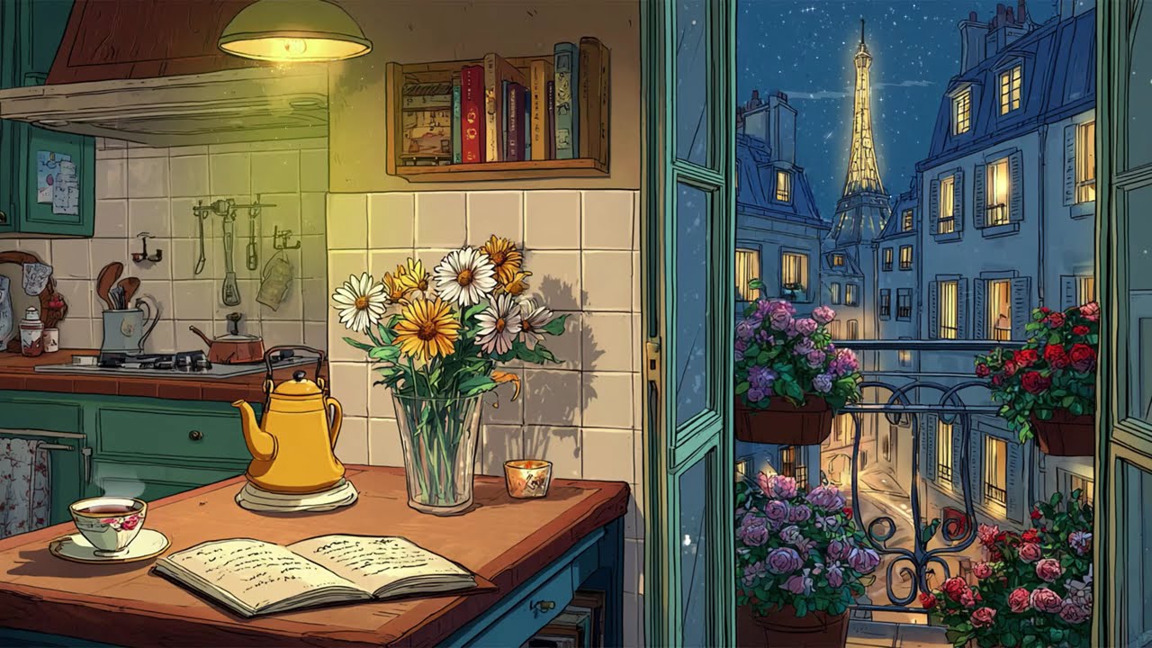A Warm Paris Night with Oldies Playing in Another Room 🌙 Warm Lights, Distant Oldies & Vintage Calm
