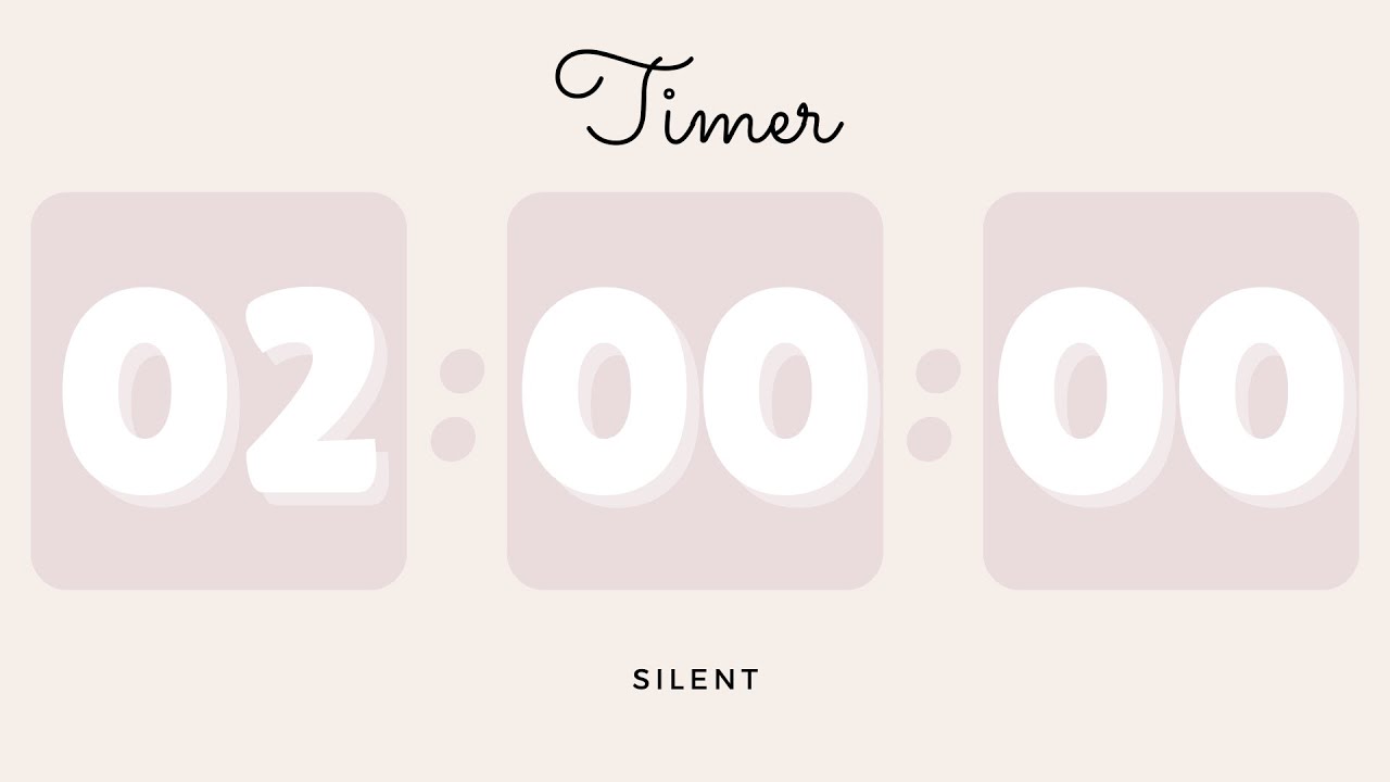 🤍 2 Hours Silent Timer with Cute Ending Alarm | Beige Timer