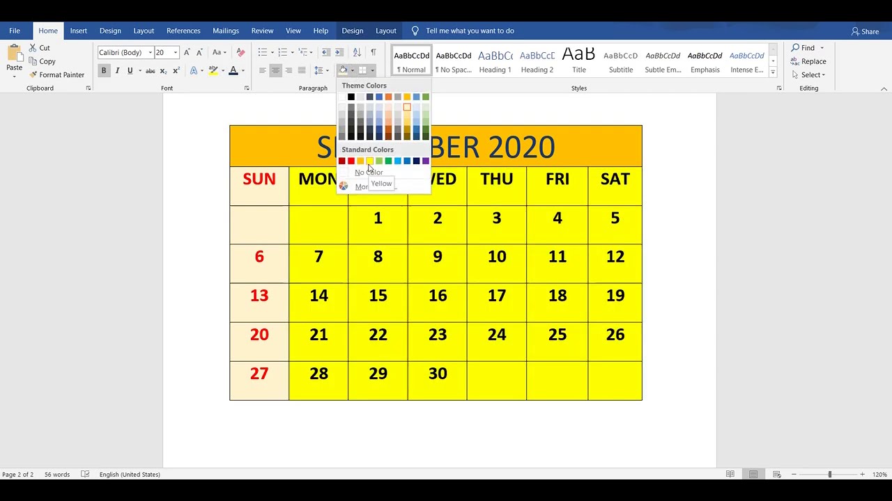 calendar in MS Word | insert table |  Easy Learning with Sakshi Agarwal