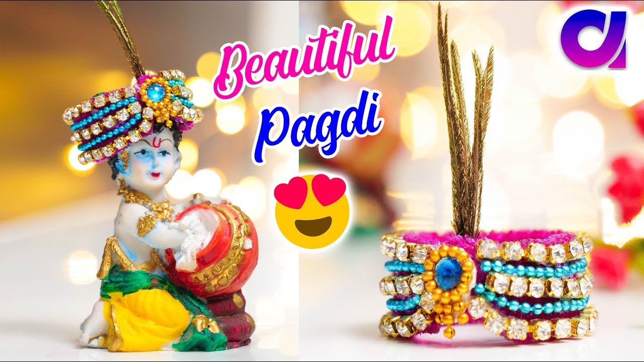 ठाकुर जी की पगड़ी /how to make Pagri for Laddu Gopal/Janmashtami 2018/Ganapati /Paagh/Pagg | Artkala