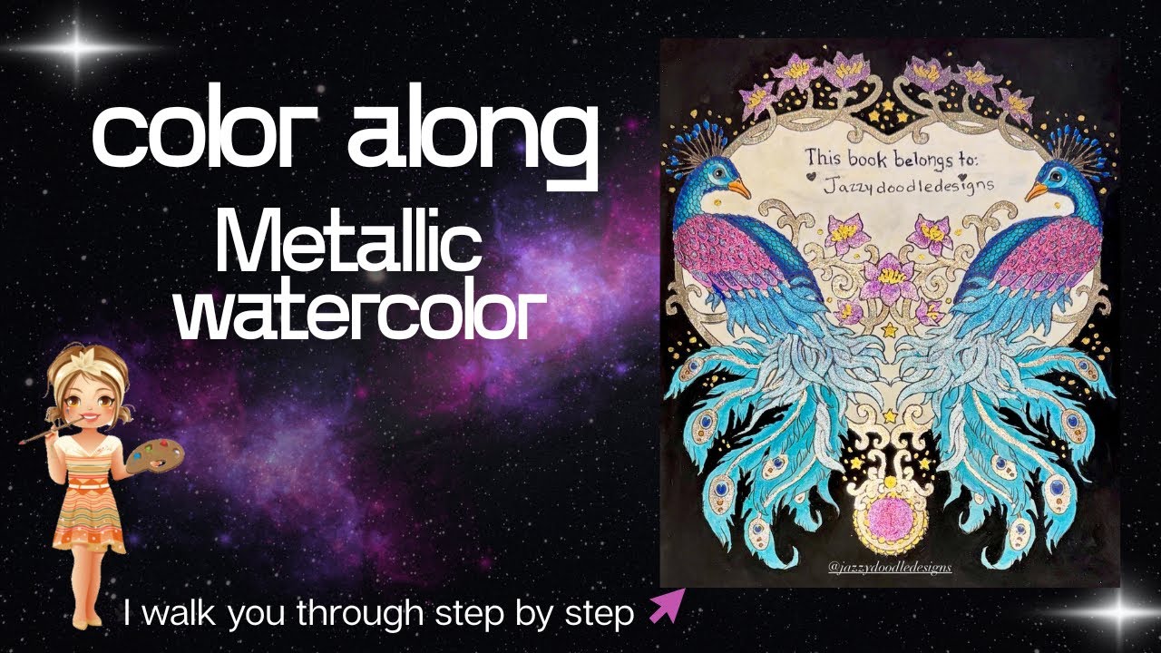 Hanna Karlzon color along | Zig Real Brush pens and Metallic watercolor