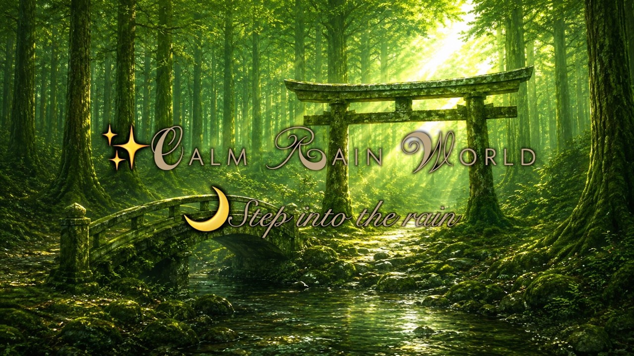 🌿⛩️ Sacred Green Forest Shrine Rain for Deep Sleep | Mystical Japanese ASMR