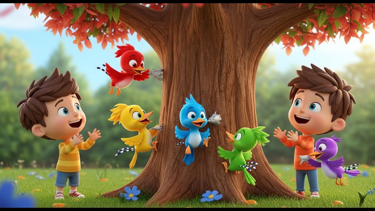 Five Little Woodpeckers Peck Peck Peck | Tree Songs & Nature Nursery Rhymes