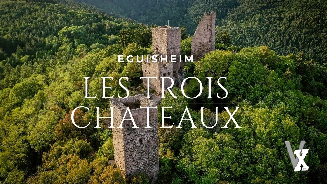 Les Trois châteaux d'Eguisheim - Drone footage 4k