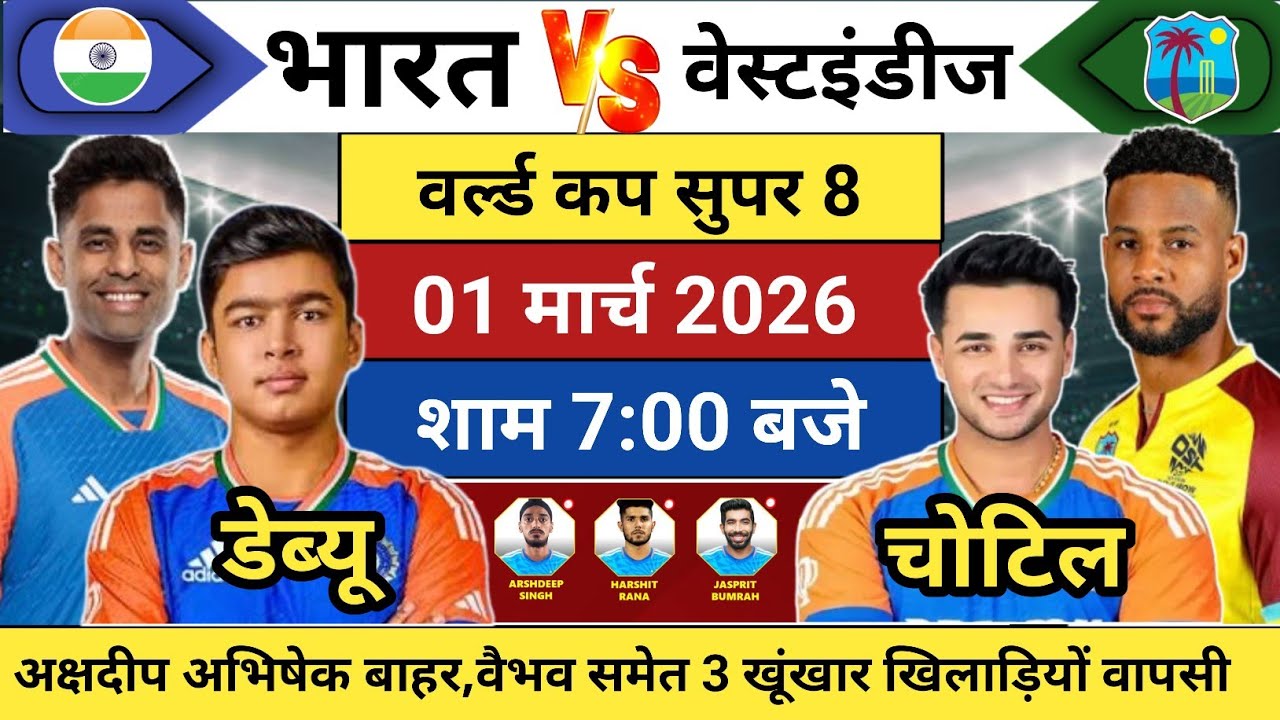 India vs West Indies T20 World Cup playing 11 | Watch 3 big changes made suddenly against West In...