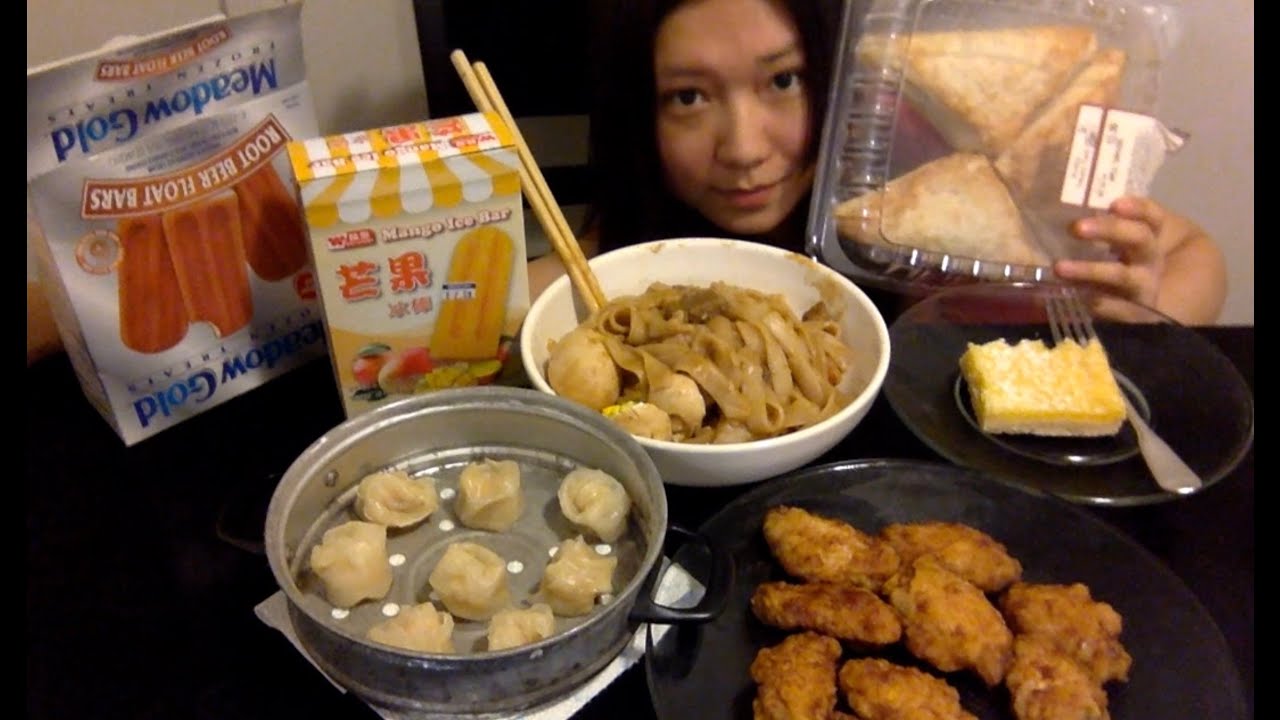 【吃播】随意的视频：卤蛋牛肉炖粉条&鲜虾烧卖&冰棒&蜂蜜鸡翅 [Eating Show] Egg beef rice noodle&shrimp shumai&wings (Mukbang)