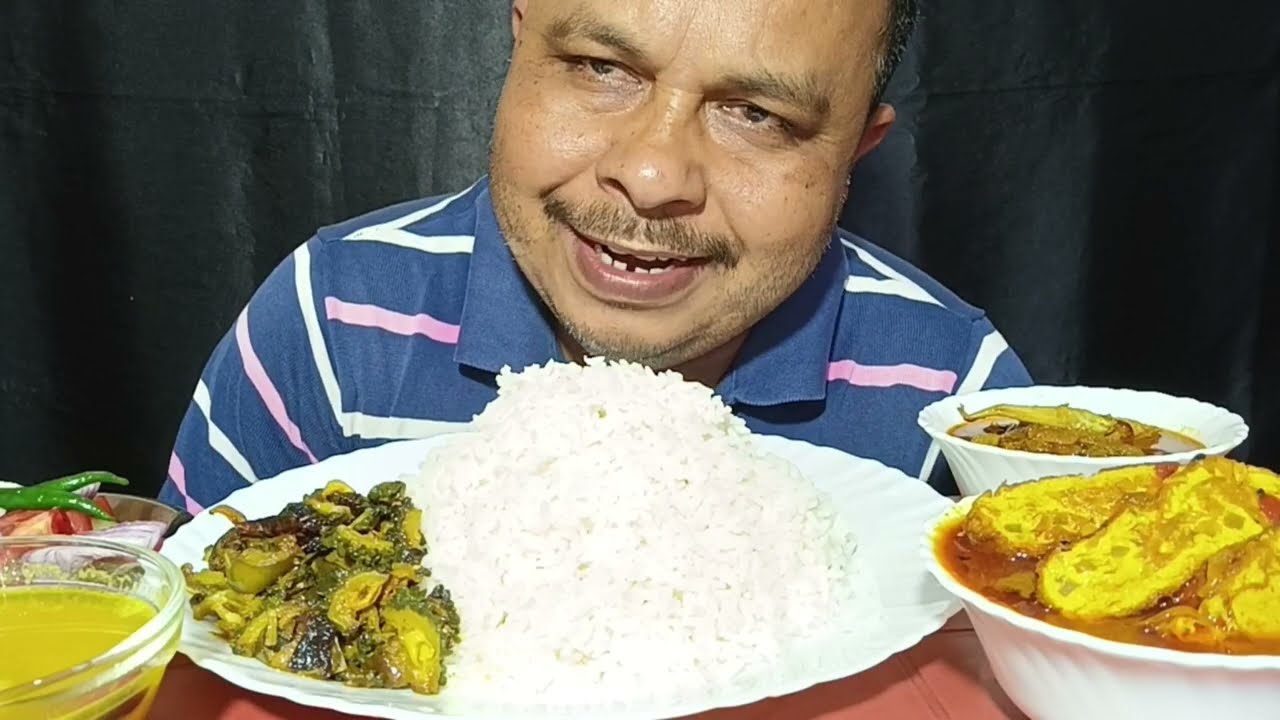 Spicy Egg Omllete Curry | Tangra Fish Curry | Ucche Baingan Bhaje | Dal Chawal | Salad 🥗 Bigbites 