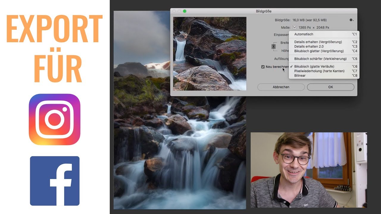 Bilder für Instagram und Facebook exportieren aus Lightroom oder Photoshop