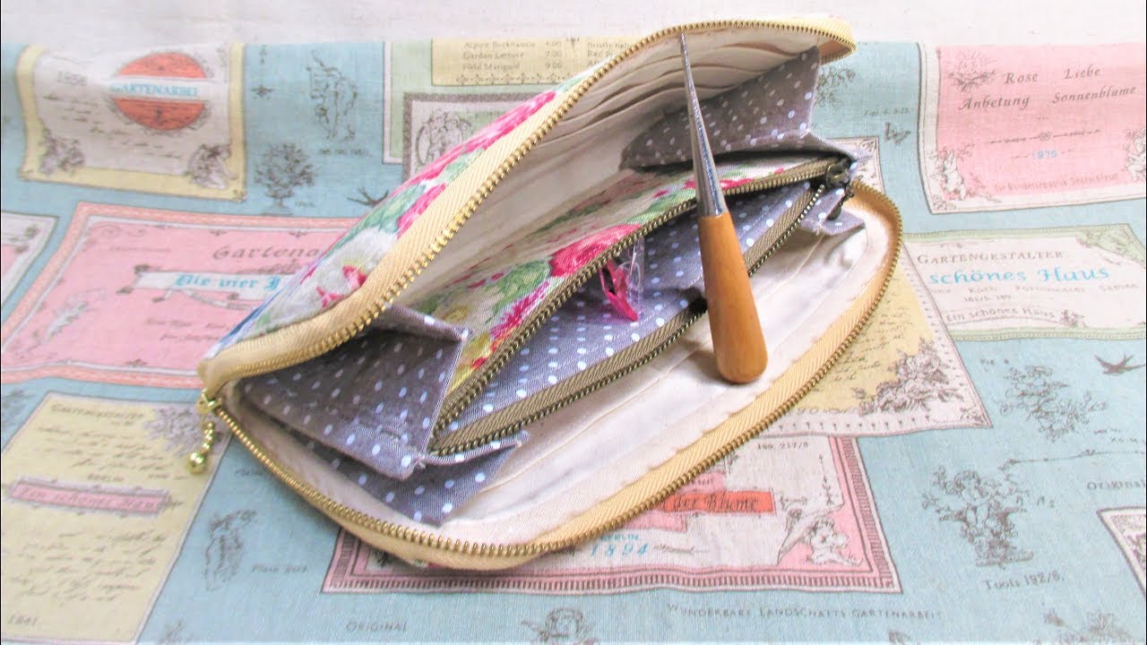 ラウンドファスナー長財布　作ってみた＆作り方　How to make fabric wallet