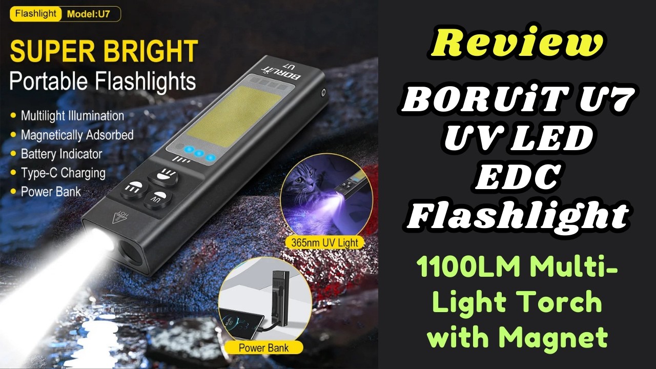 BORUiT U7 UV LED EDC Flashlight | 1100LM Multi-Light Torch with Magnet