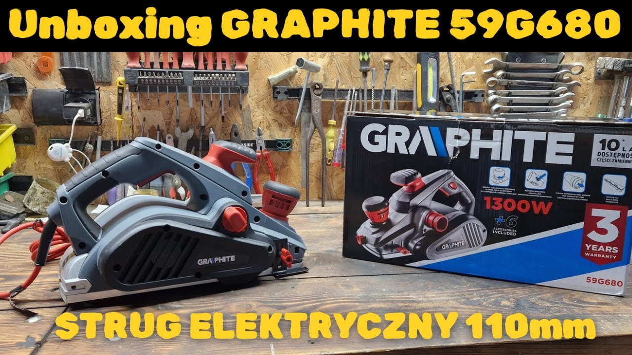 Unboxing Graphite 59G680!!! Nowy nabytek w garażu!!! Strug elektryczny 1300W!!! #graphite #wood #yt