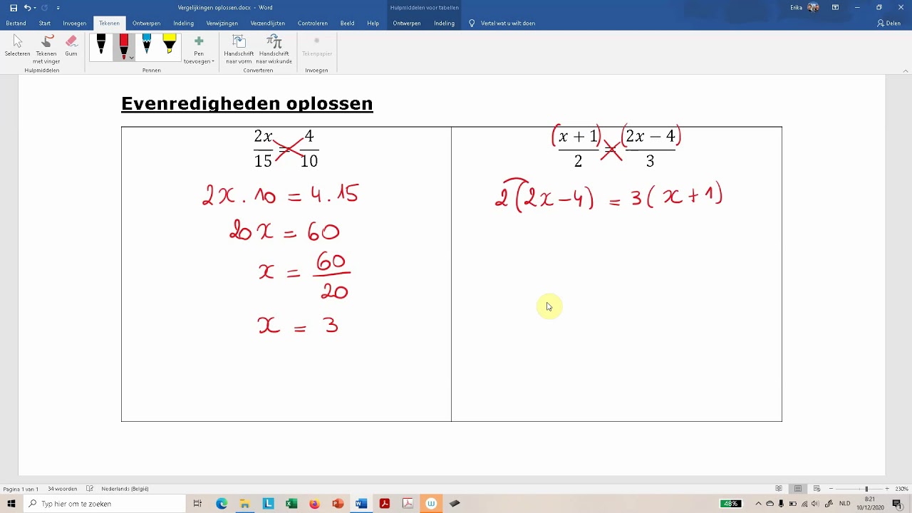 evenredigheden oplossen