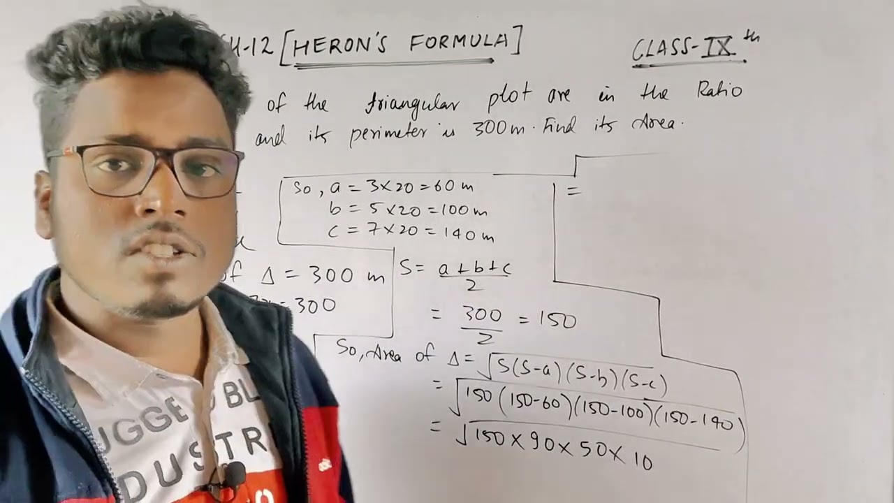 CLASS - 9th | CH -12 | The sides of a triangular plot are in the ratio of 3 : 5 : 7 and its p =300cm