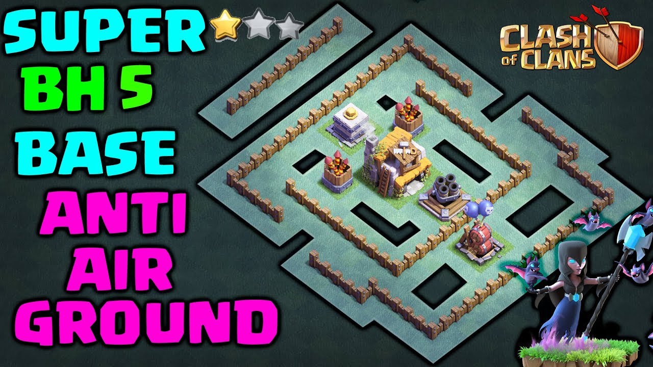 ⚔BH5 Base Builder Hall 5  ⚔ anti 2 STAR ⚔ BH 6 can't DEFEAT | anti air and ground troops