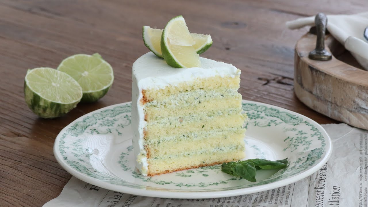 [4K] 여름의맛 낭낭한 바질라임케이크 | Basil and lime cake