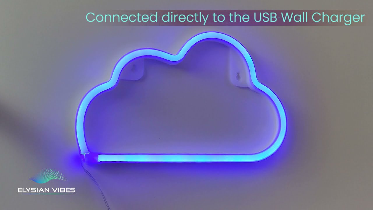 ELYSIAN VIBES CLOUD LED neon signs, neon wall sign, neon light sign  Decor - Dimmer and USB Charger