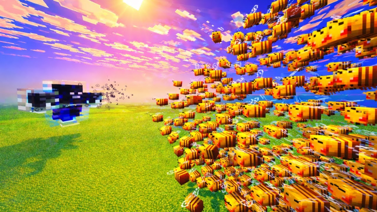 1000 Bees Vs Bedrock Wither (shocking)