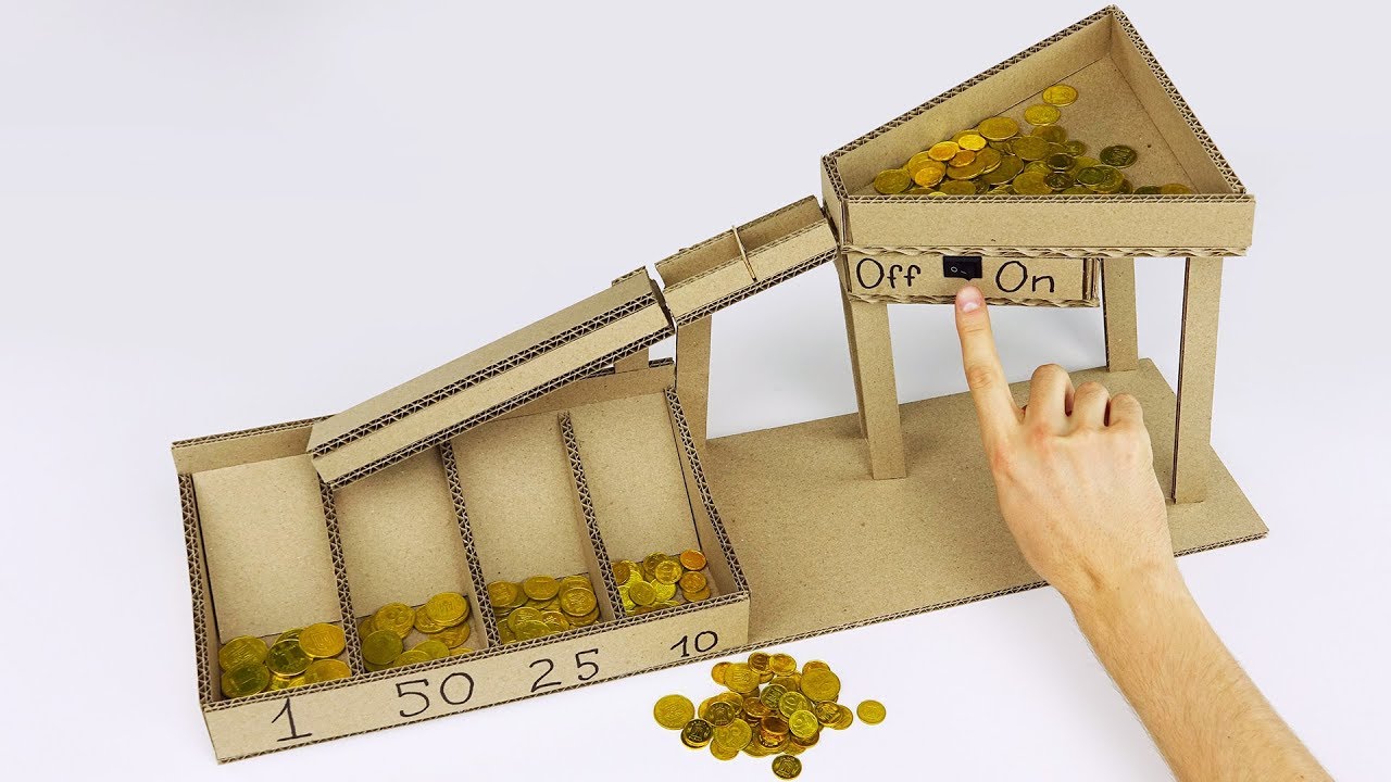 DIY Automatic Coin Sorting Machine from Cardboard v2.0
