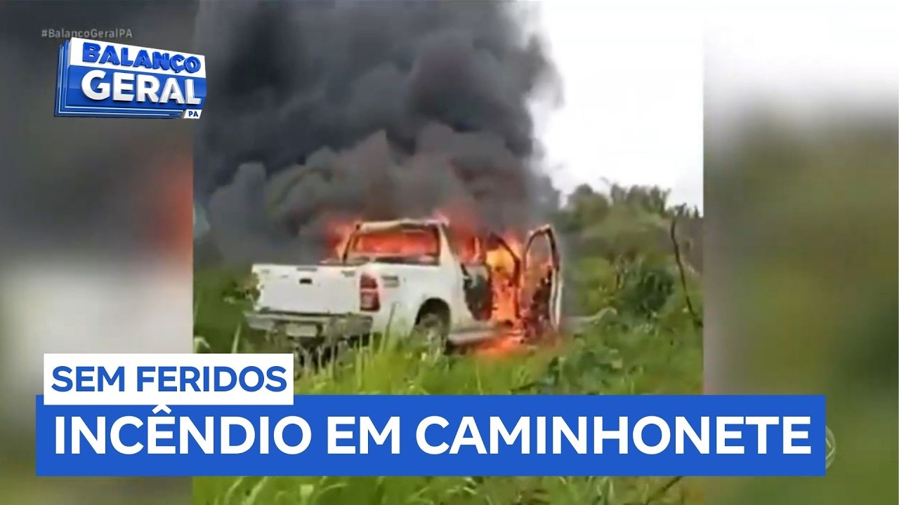 Caminhonete fica destruída após pegar fogo na Rodovia Transamazônica