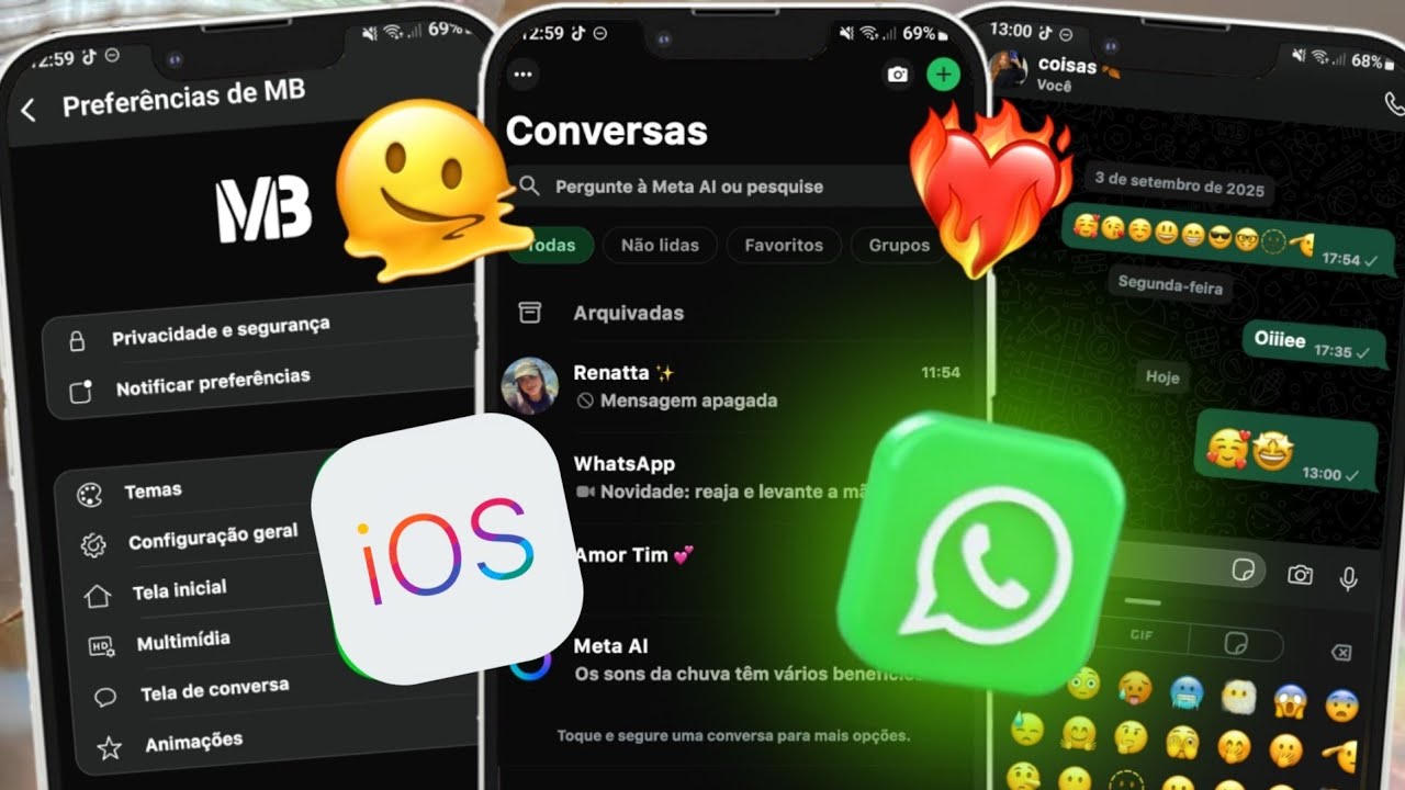 WHATSAPP IGUAL IPHONE MB IOS 2.6 ATUALIZADO 2026 🔥 EMOJIS IOS + FONTES IOS + LIQUID GLASS + FUNÇÕES