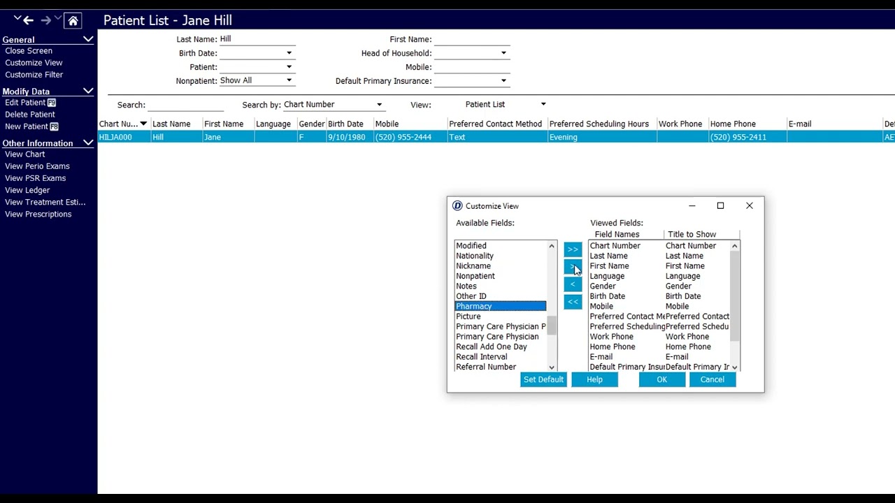 DentiMax 24: New Physician and Preferred Pharmacy fields