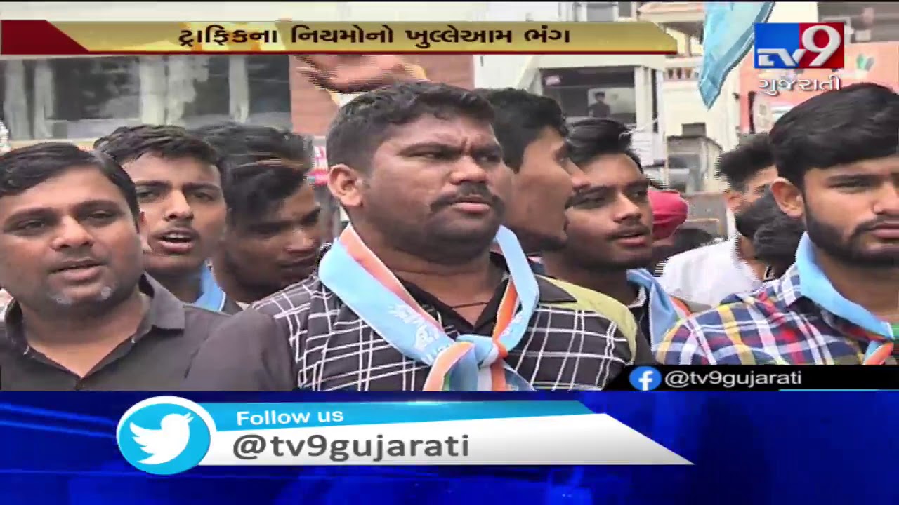 Ahmedabad: NSUI workers stage protest against hefty traffic fines under New Motor Vehicles Act
