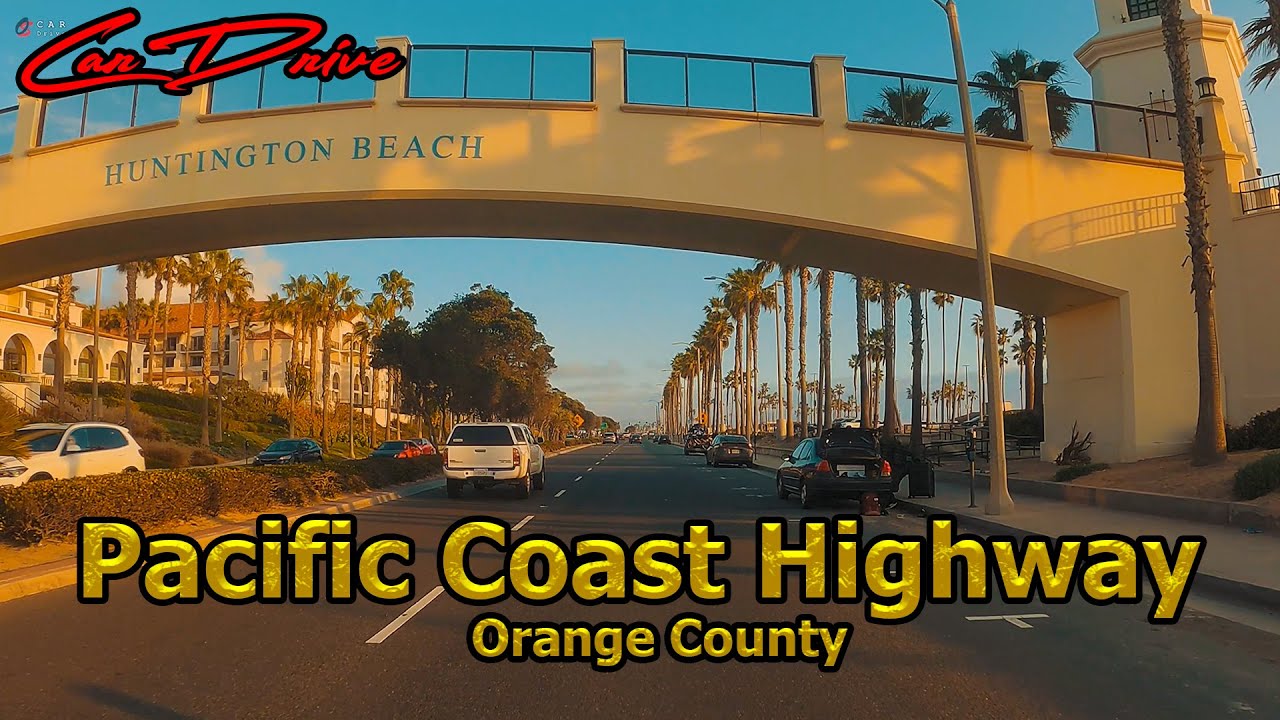 Pacific Coast Highway Scenery Drive - Driving around Orange County, Huntington Beach, Newport Beach