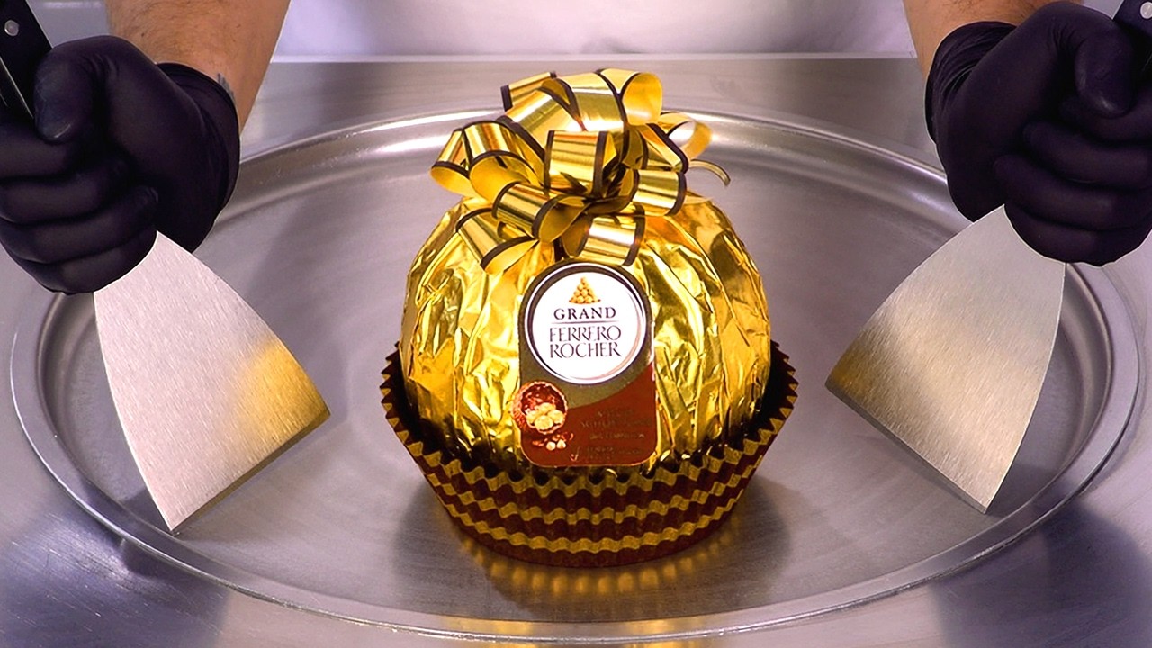 Grand Ferrero Rocher — Ice Cream Rolls | Satisfying Visual ASMR