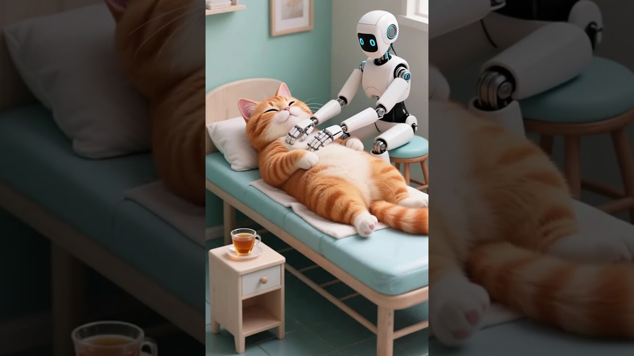 AI 機器人擼貓大作戰！人貓人工智慧新日常AIロボットが猫をなでなでする新時代！