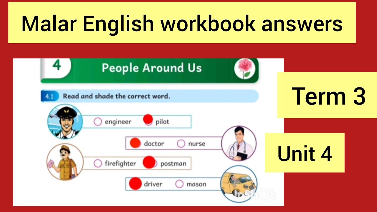 Class 3 Unit 4 People around us Malar English workbook answers Ennum Ezhuthum Term 25_26