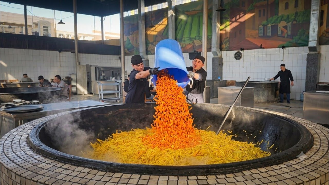 5000 KG WORLD&rsquo;S BIGGEST STREET FOOD | Uzbek Traditional Pilaf Making | Uzbekistan Street Food