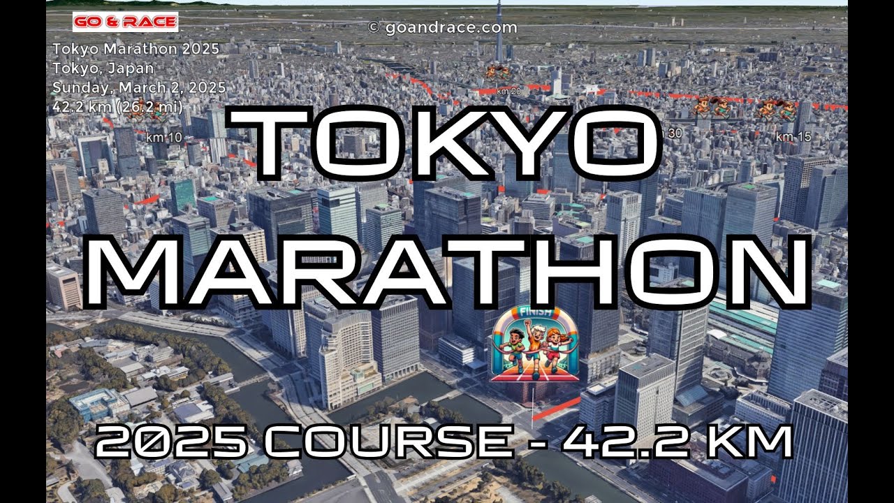 Tokyo Marathon 2025: fly over the marathon course! Video of the race path.