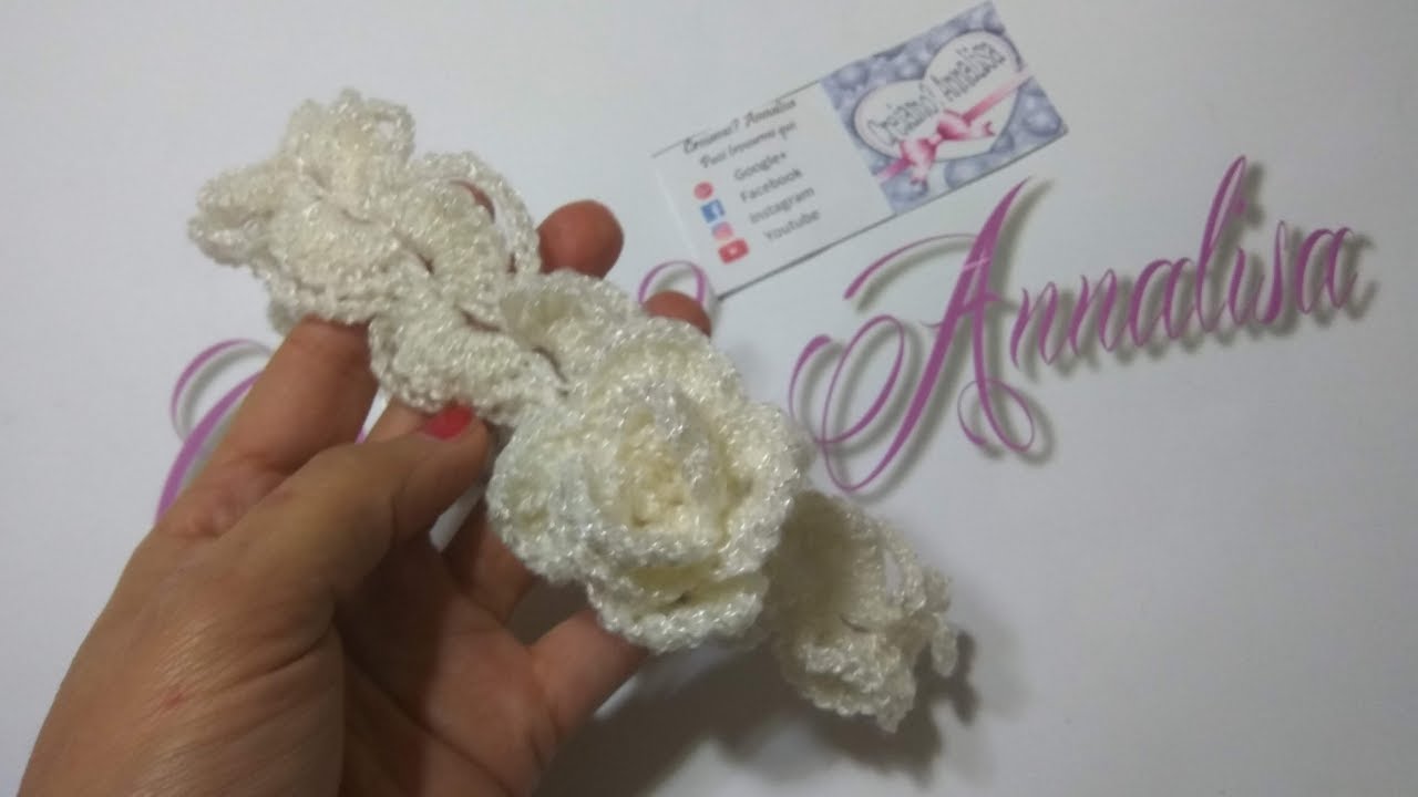 Fascia cerchietto con rosa per Prima Comunione o feste, molto facile da fare