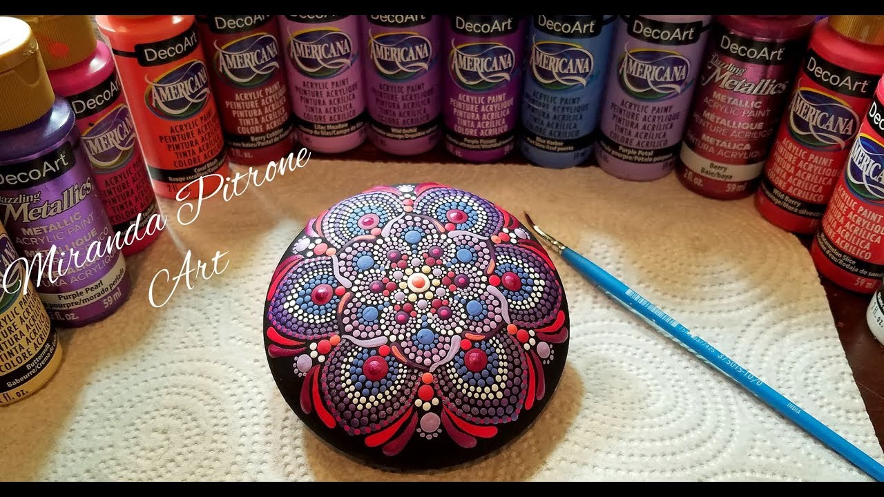 Purple Pizazz Dot Mandala ~ How to Paint a Freehand Mandala using a Paintbrush with Miranda Pitrone
