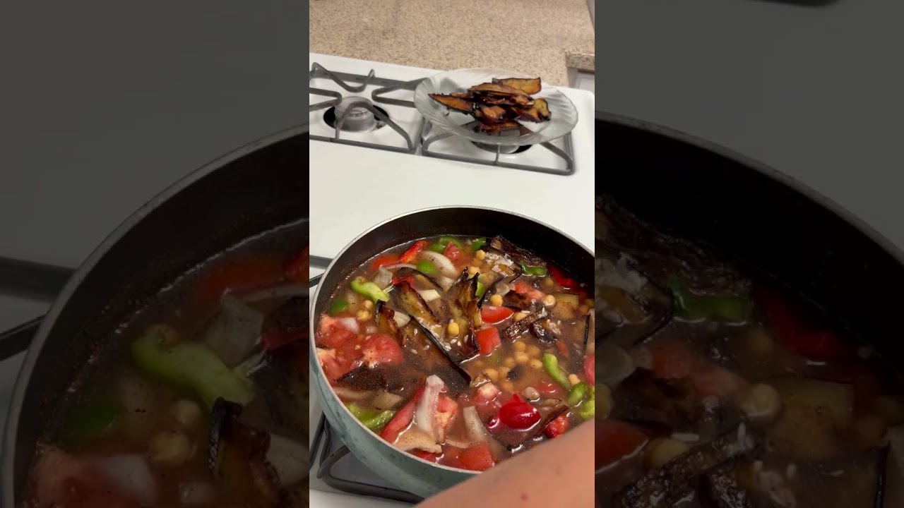 Delicious eggplant rice and garbanzo beans recipe great meal with some yogurt on the side or without