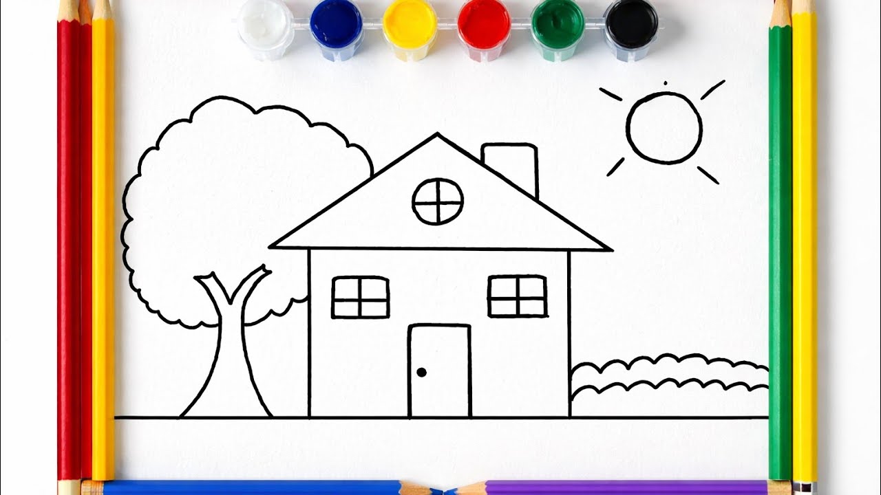 Easy House Drawing for Kids | Step by Step Home Drawing and Coloring | Kids Art Learning Video