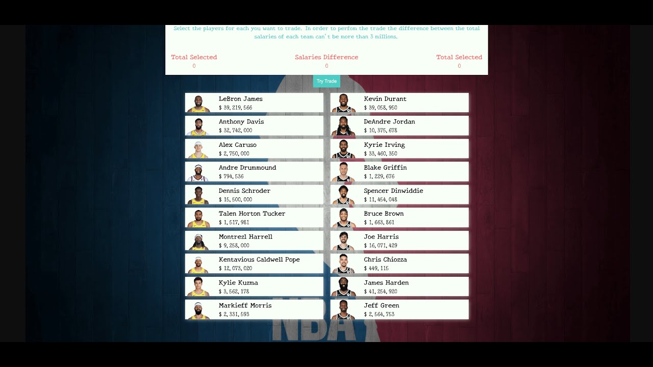 Javascript Project: NBA Trade Machine
