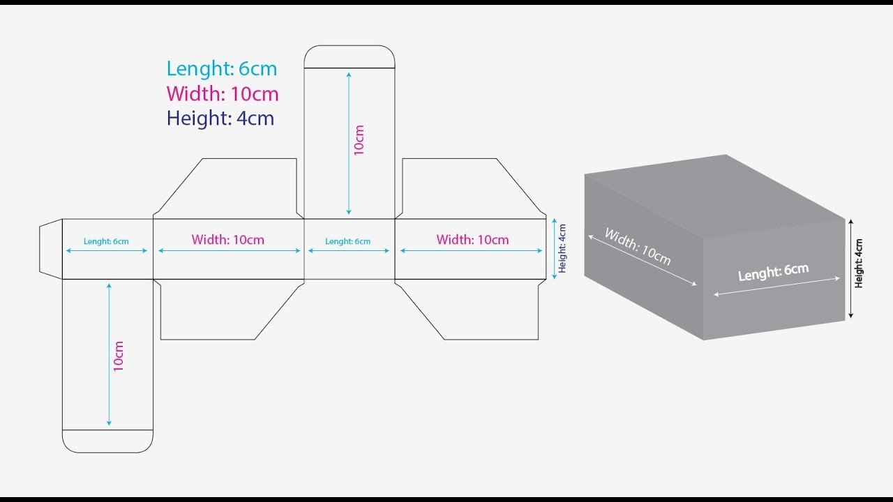 Dieline Explain  |  Length=6cm  Width=10cm  Height= 4cm
