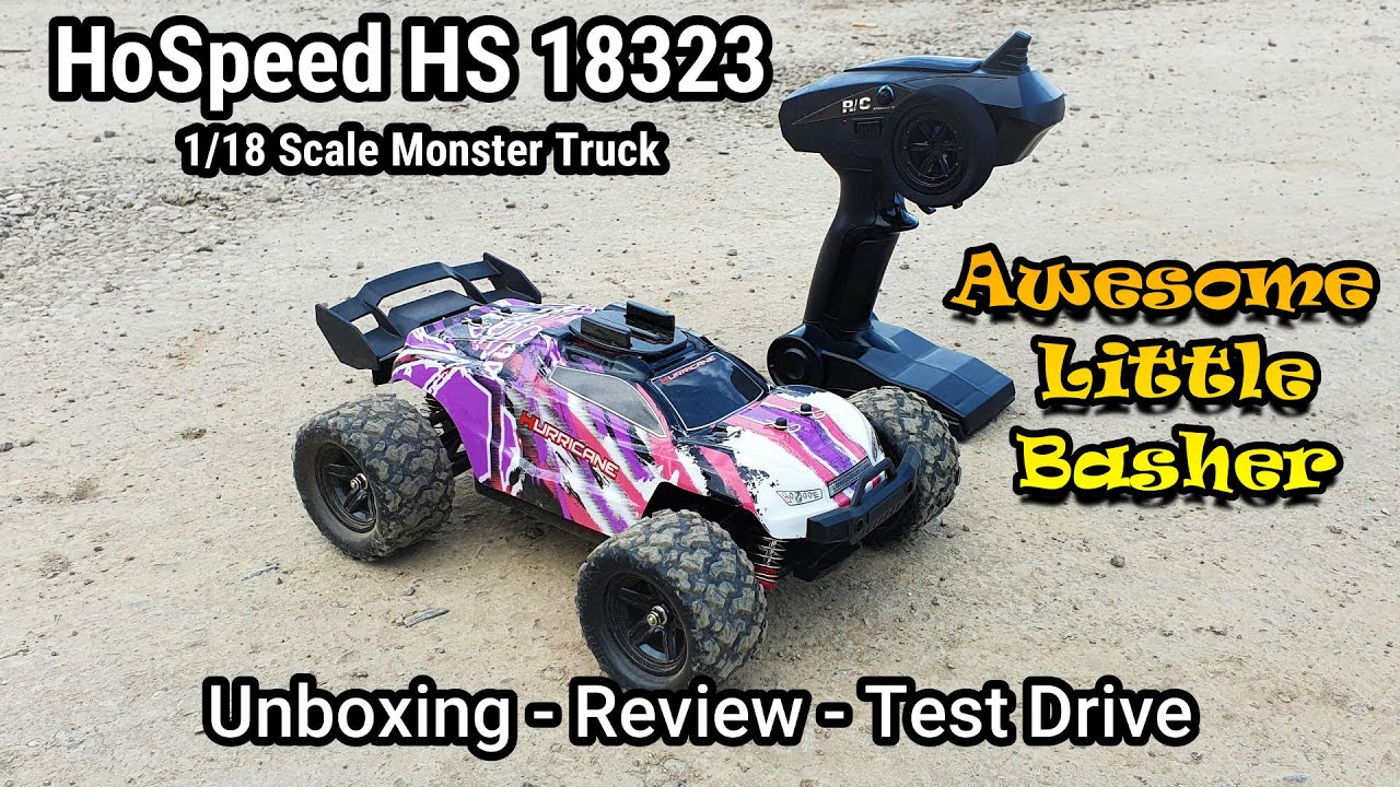 🎦 V#52  HoSpeed "Hurricane" HS-18323 Monster Truck ... Unboxing - Review - Test Drive (Bash!)