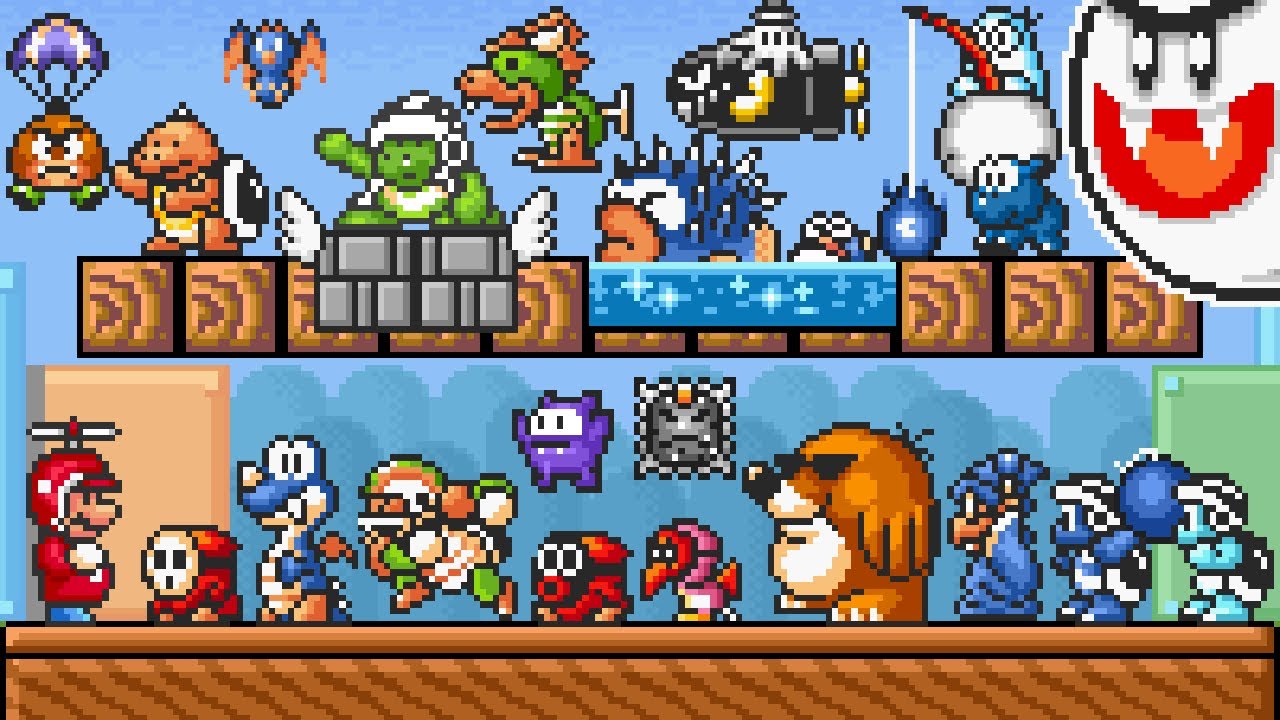 Super Mario Bros. 3 (SNES) - All New Enemies (SM4J). ᴴᴰ