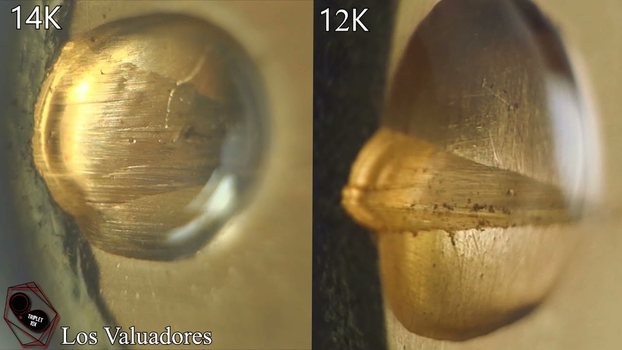 Comparativo Reacciones Oro 14k Vs 12k liga tradicional calado por m&eacute;todo directo (En corto)