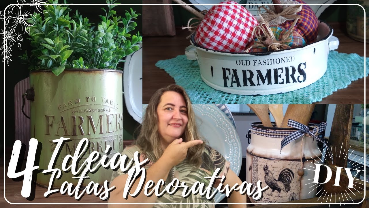 DIY | 4 IDEIAS DE LATAS DECORATIVAS| GASTE POUCO NA DECORAÇÃO DE SUA CASA