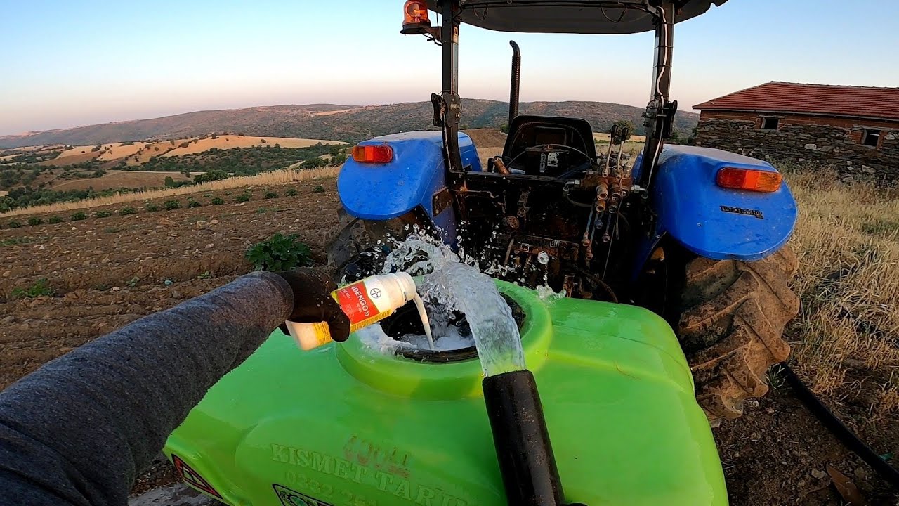 newholland td65 ile slajlık mısırlara çıkış öncesi adengo ot ilacı uygulaması /        tarımvlog13