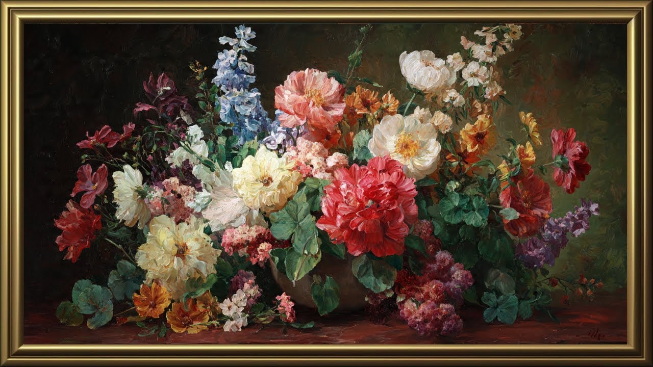 Whispers of Spring Light 🌼 | 4K Floral Art | Gold Frame | Art Screensaver for TV (1 Hours)