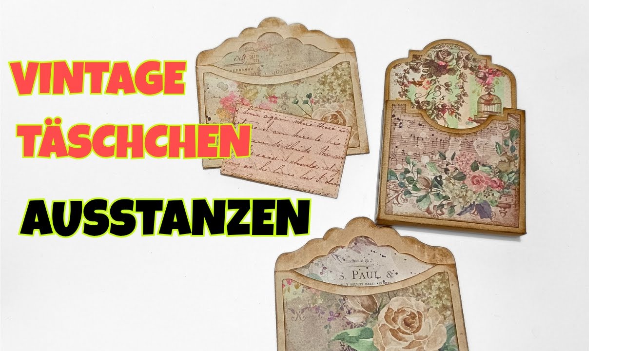 Süsse vintage Täschchen ausstanzen fürs Junk Journal auf schweizer deutsch